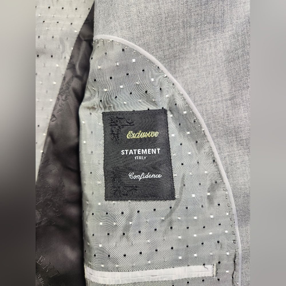 Statement 44r Gray Solid Polyester Two Button Spo… - image 8